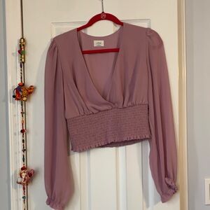 Aritzia Lavender V-Neck Blouse